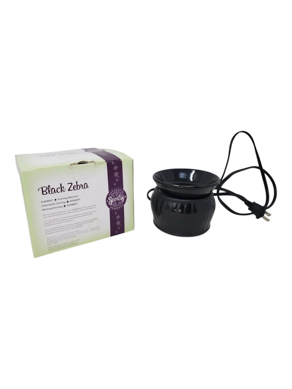 Scentsy Black Zebra Retired Element Wax Warmer With Box